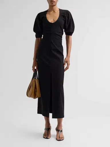 Proenza Schouler Women's Clarissa Stretch Cotton Midi-Dress - Black - Size 10 | Thumbnail 2