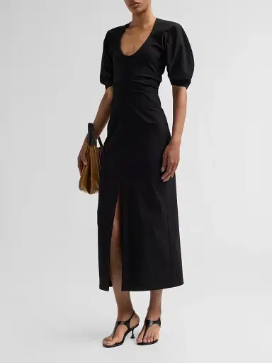 Proenza Schouler Women's Clarissa Stretch Cotton Midi-Dress - Black - Size 10 | Thumbnail 4