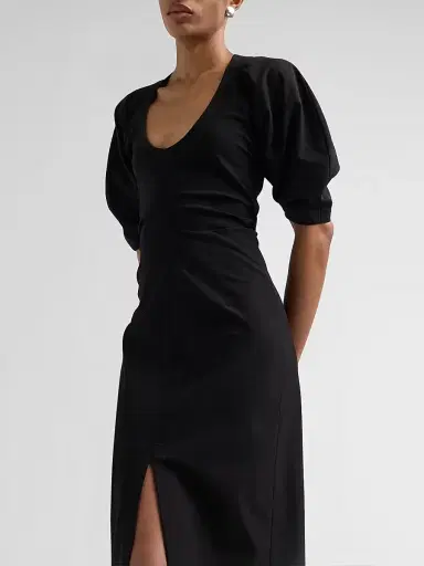 Proenza Schouler Women's Clarissa Stretch Cotton Midi-Dress - Black - Size 10 | Thumbnail 5