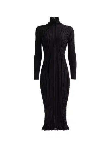 Proenza Schouler Women's Monet Rib-Knit Stretch-Cotton Midi-Dress - Black | Thumbnail 1