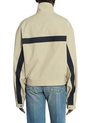 Saint Laurent Women's Jacket in Cotton Canvas - Mastic - Size 10 | Thumbnail 5