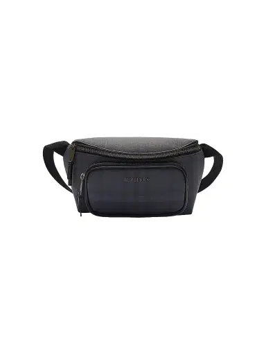 Burberry Men's Check Coated Canvas Belt Bag - Navy | Thumbnail 1