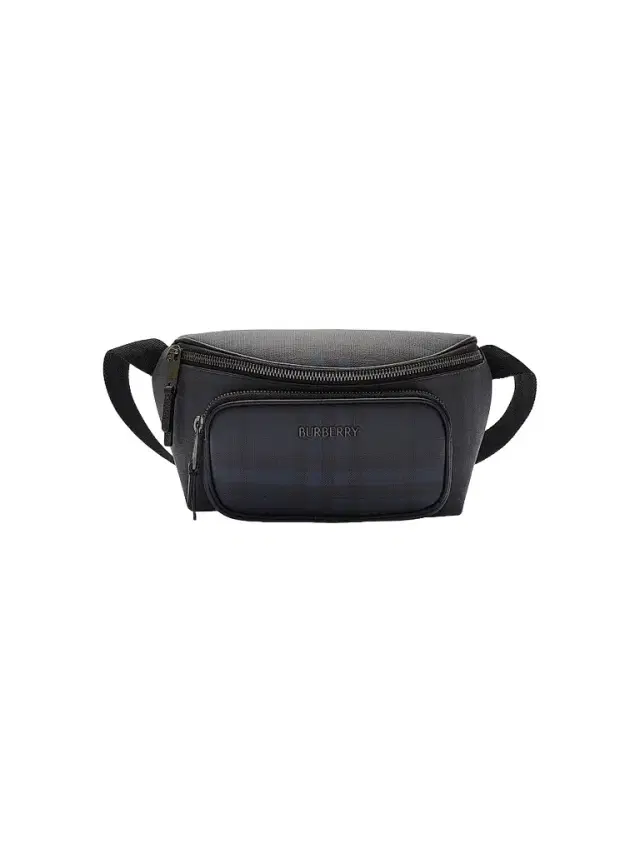 Burberry Men's Check Coated Canvas Belt Bag - Navy