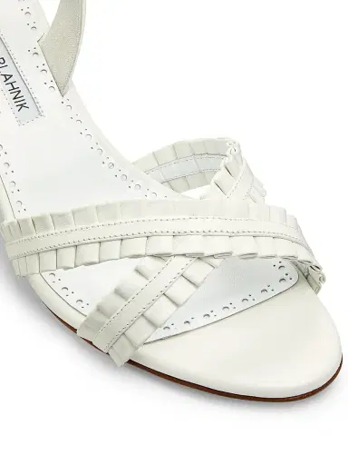 Manolo Blahnik Women's Volusan 70MM Leather Slanted-Heel Sandals - White - Size 6.5 | Thumbnail 6 Manolo Blahnik Women's Volusan 70MM Leather Slanted-Heel Sandals - White - Size 6.5 | Thumbnail 6