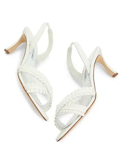 Manolo Blahnik Women's Volusan 70MM Leather Slanted-Heel Sandals - White - Size 6.5 | Thumbnail 7 Manolo Blahnik Women's Volusan 70MM Leather Slanted-Heel Sandals - White - Size 6.5 | Thumbnail 7
