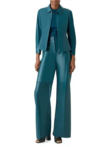 Akris Women's Hecate Leather Zip Jacket - Ottanio - Size 16 | Thumbnail 2 Akris Women's Hecate Leather Zip Jacket - Ottanio - Size 16 | Thumbnail 2
