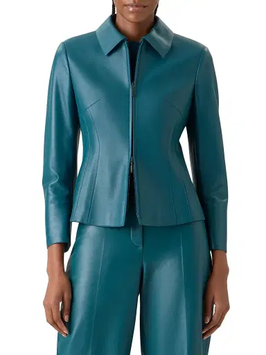 Akris Women's Hecate Leather Zip Jacket - Ottanio - Size 16 | Thumbnail 3 Akris Women's Hecate Leather Zip Jacket - Ottanio - Size 16 | Thumbnail 3