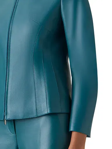 Akris Women's Hecate Leather Zip Jacket - Ottanio - Size 16 | Thumbnail 6 Akris Women's Hecate Leather Zip Jacket - Ottanio - Size 16 | Thumbnail 6