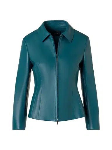 Akris Women's Hecate Leather Zip Jacket - Ottanio - Size 16 | Thumbnail 1 Akris Women's Hecate Leather Zip Jacket - Ottanio - Size 16 | Thumbnail 1