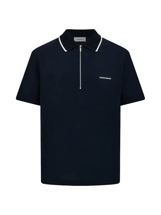 Men's Quarter-Zip Cotton Polo Shirt - New Navy