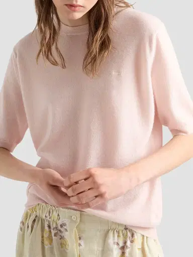 Prada Women's Short-Sleeved Cashmere T-Shirt - Pink - Size 8 | Thumbnail 4 Prada Women's Short-Sleeved Cashmere T-Shirt - Pink - Size 8 | Thumbnail 4