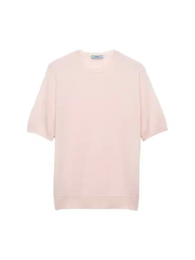 Prada Women's Short-Sleeved Cashmere T-Shirt - Pink - Size 8 | Thumbnail 1 Prada Women's Short-Sleeved Cashmere T-Shirt - Pink - Size 8 | Thumbnail 1