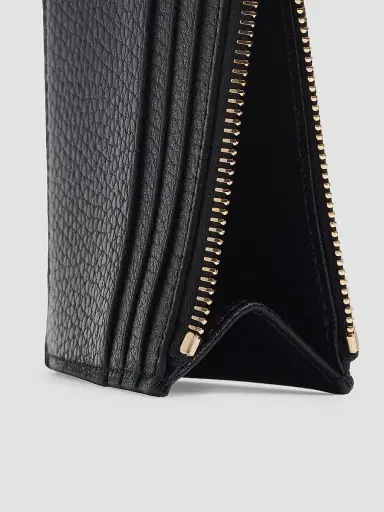 Valentino Garavani Women's Rockstud Grainy Calfskin Cardholder with Zipper - Black | Thumbnail 4