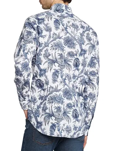 Etro Men's Multi-Floral Print Stretch Cotton Shirt - Print On White Base - Size 18.5 | Thumbnail 5 Etro Men's Multi-Floral Print Stretch Cotton Shirt - Print On White Base - Size 18.5 | Thumbnail 5
