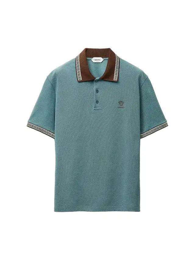 Versace Men's Greca Medusa-Embroidered Cotton Piqué Polo Shirt - Dark Sage Brown