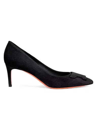 Santoni Women's 65MM Suede Pumps - Black - Size 12 | Thumbnail 1