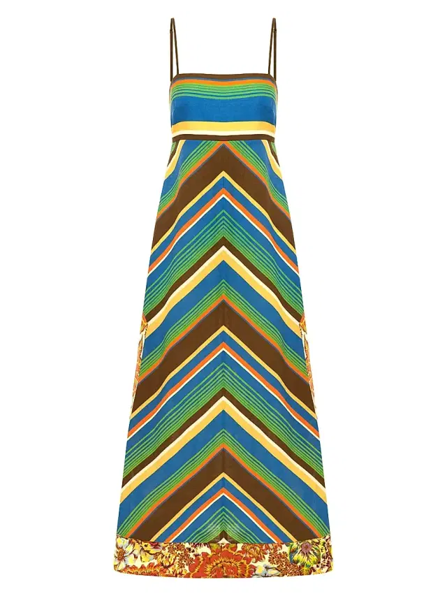 Women's Charlie Mixed-Print Linen Day Dress