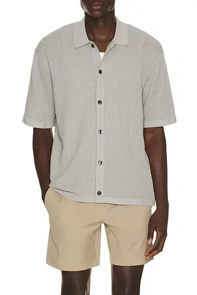 Theory Cotton Mesh Button Down Shirt