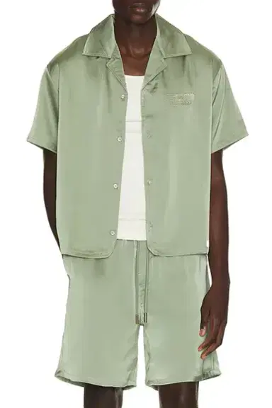Honor The Gift Satin Chest Logo Camp Collar Shirt | Thumbnail 1