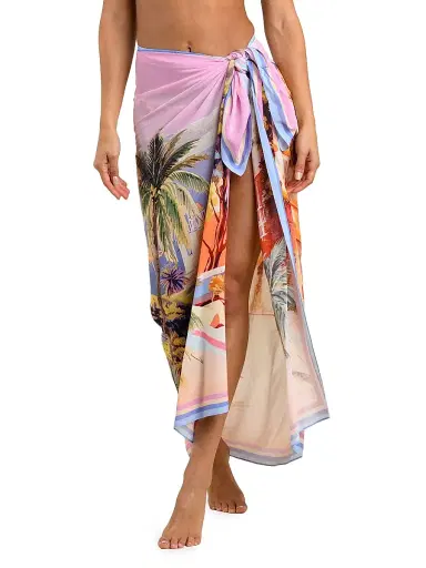 L'Agence Women's Maribel Postcard-Print Long Pareo | Thumbnail 3 L'Agence Women's Maribel Postcard-Print Long Pareo | Thumbnail 3