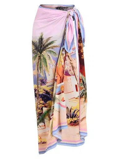 L'Agence Women's Maribel Postcard-Print Long Pareo | Thumbnail 1 L'Agence Women's Maribel Postcard-Print Long Pareo | Thumbnail 1