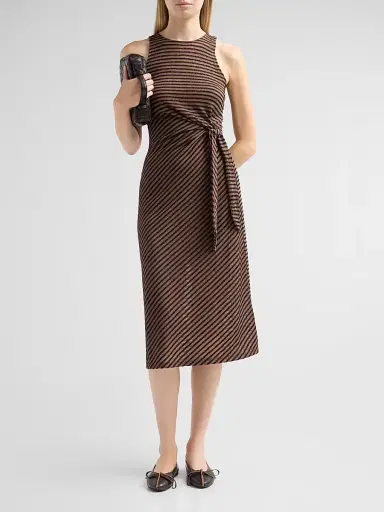 RAILS Women's Ricky Striped Tie-Waist Midi Dress - Onyx Cocoa Stripe - Size XS | Thumbnail 2