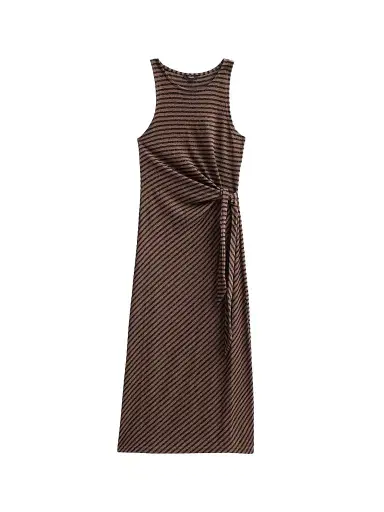 RAILS Women's Ricky Striped Tie-Waist Midi Dress - Onyx Cocoa Stripe - Size XS | Thumbnail 1