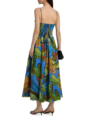 Farm Rio Women's Printed Linen-Blend Maxi Dress - Blue - Size XL | Thumbnail 5