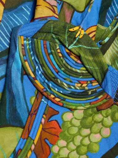 Farm Rio Women's Printed Linen-Blend Maxi Dress - Blue - Size XL | Thumbnail 7