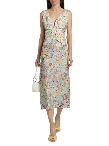 Farm Rio Women's Rendeira Butterfly-Embroidered Floral Midi-Dress - Off White - Size XL | Thumbnail 2 Farm Rio Women's Rendeira Butterfly-Embroidered Floral Midi-Dress - Off White - Size XL | Thumbnail 2