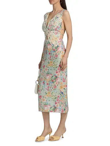 Farm Rio Women's Rendeira Butterfly-Embroidered Floral Midi-Dress - Off White - Size XL | Thumbnail 4 Farm Rio Women's Rendeira Butterfly-Embroidered Floral Midi-Dress - Off White - Size XL | Thumbnail 4