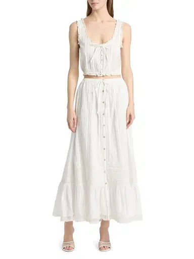 LoveShackFancy Women's Brina Lace Cotton Maxi Skirt - Optic White - Size XL | Thumbnail 2 LoveShackFancy Women's Brina Lace Cotton Maxi Skirt - Optic White - Size XL | Thumbnail 2