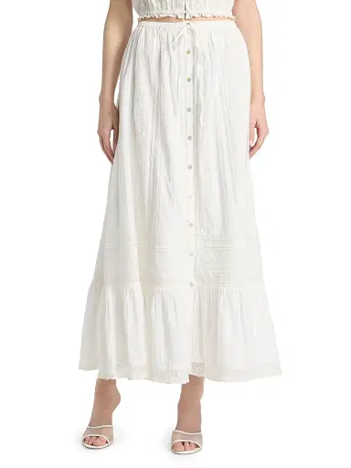 LoveShackFancy Women's Brina Lace Cotton Maxi Skirt - Optic White - Size XL | Thumbnail 3 LoveShackFancy Women's Brina Lace Cotton Maxi Skirt - Optic White - Size XL | Thumbnail 3