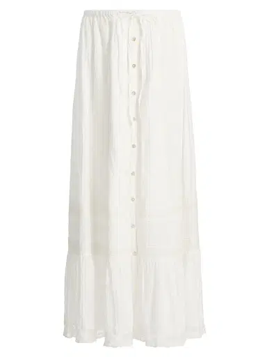 LoveShackFancy Women's Brina Lace Cotton Maxi Skirt - Optic White - Size XL | Thumbnail 1 LoveShackFancy Women's Brina Lace Cotton Maxi Skirt - Optic White - Size XL | Thumbnail 1