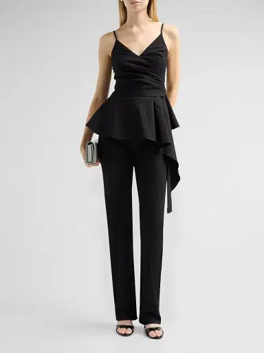 Veronica Beard Women's Solange Textured Draped Top - Black - Size 14 | Thumbnail 2 Veronica Beard Women's Solange Textured Draped Top - Black - Size 14 | Thumbnail 2