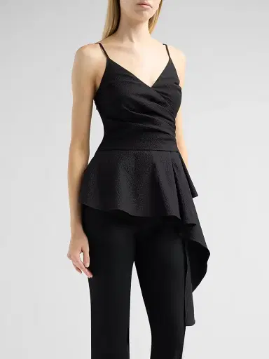 Veronica Beard Women's Solange Textured Draped Top - Black - Size 14 | Thumbnail 4 Veronica Beard Women's Solange Textured Draped Top - Black - Size 14 | Thumbnail 4