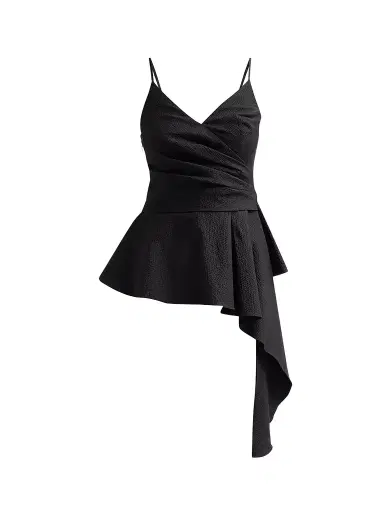 Veronica Beard Women's Solange Textured Draped Top - Black - Size 14 | Thumbnail 1 Veronica Beard Women's Solange Textured Draped Top - Black - Size 14 | Thumbnail 1