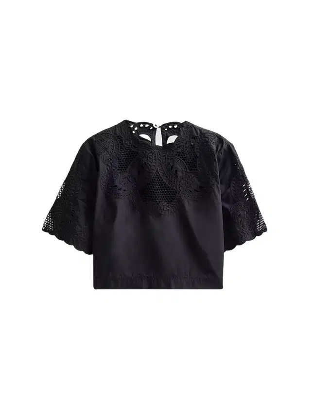 Veronica Beard Women's Errol Eyelet Cotton Crop Top - Black