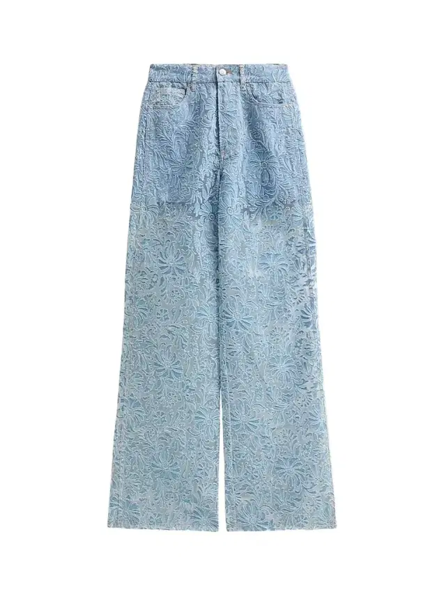Veronica Beard Women's Taylor Burnout Floral Wide-Leg Jeans - Lakeshore