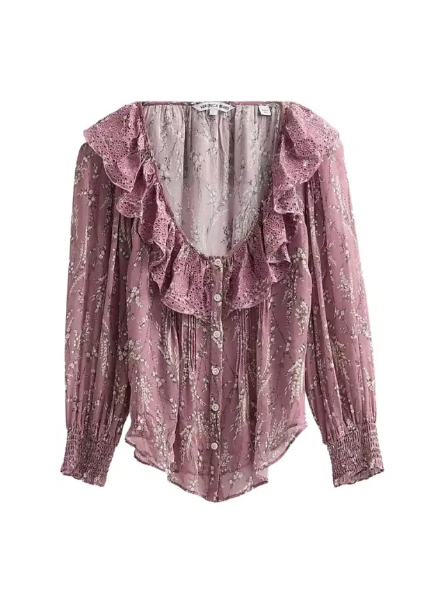 Women's Maxime Print Ruffled Blouse - Orchid Haze Multi
