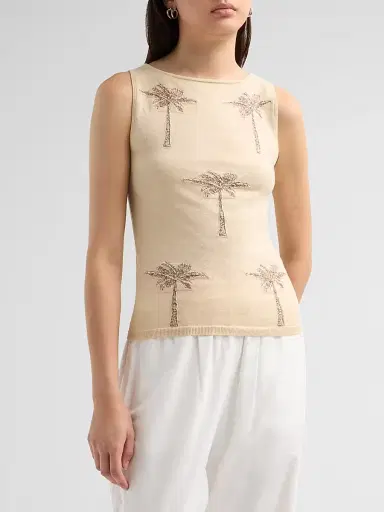 Staud Women's Arden Cotton-Cashmere Top - Natural - Size XL | Thumbnail 4