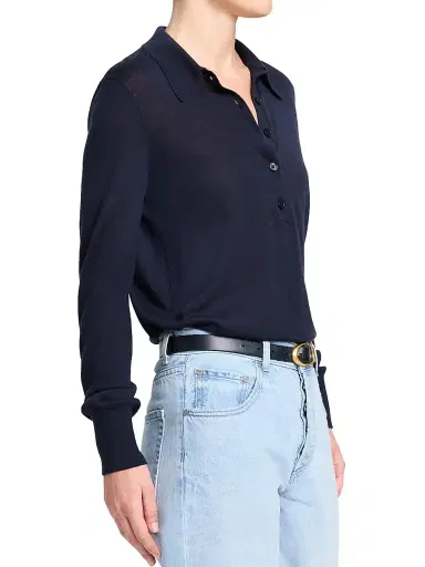TWP Women's Uma Henley Cashmere Top - Night Sky - Size XL | Thumbnail 3 TWP Women's Uma Henley Cashmere Top - Night Sky - Size XL | Thumbnail 3