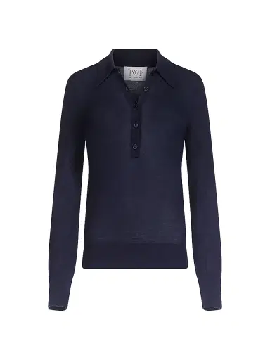 TWP Women's Uma Henley Cashmere Top - Night Sky - Size XL | Thumbnail 1 TWP Women's Uma Henley Cashmere Top - Night Sky - Size XL | Thumbnail 1