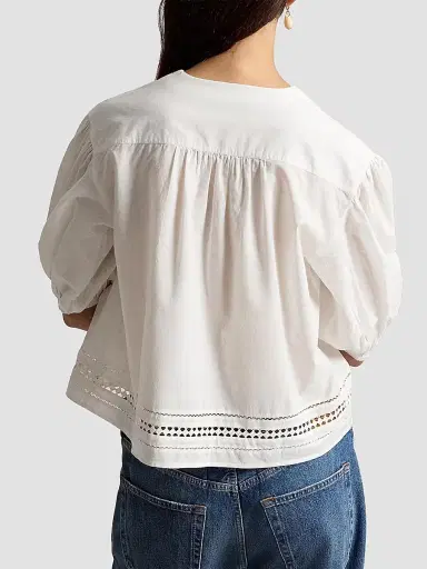 Polo Ralph Lauren Women's Lace-Trim Cotton Shirt - White - Size XS | Thumbnail 3