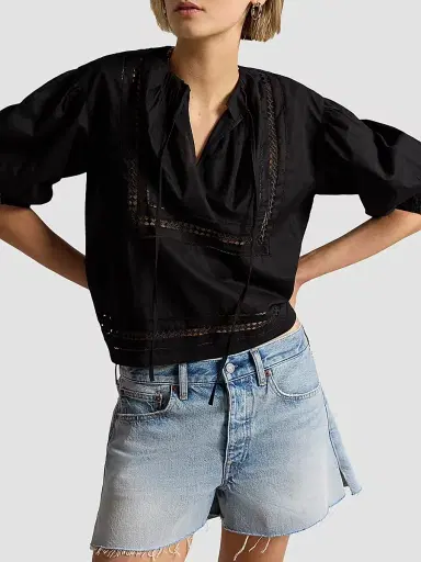 Polo Ralph Lauren Women's Lace-Trim Cotton Shirt | Thumbnail 4 Polo Ralph Lauren Women's Lace-Trim Cotton Shirt | Thumbnail 4