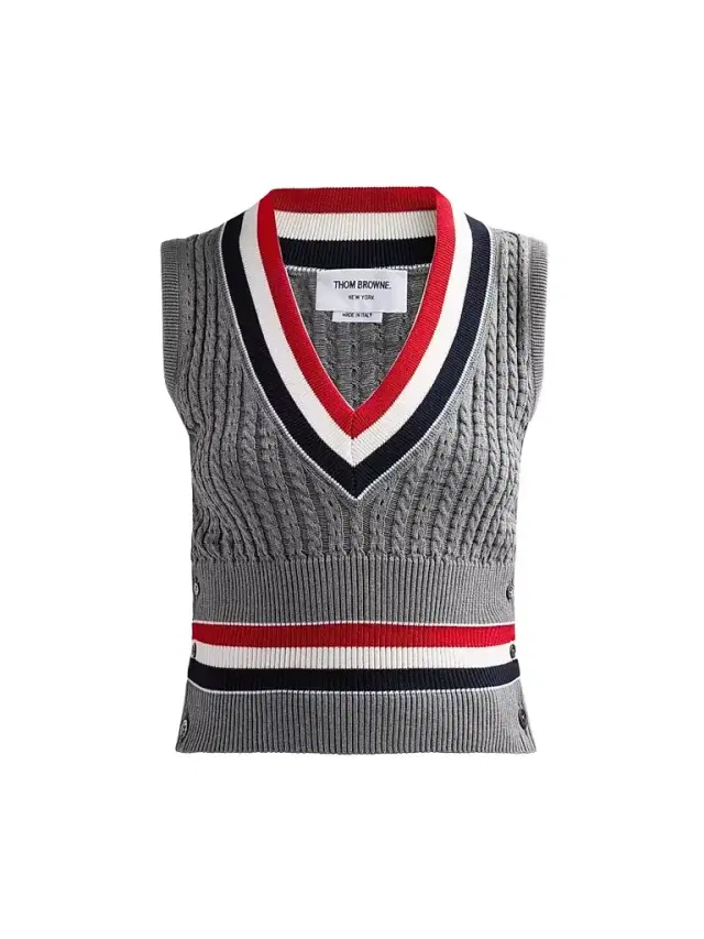 Women's Cricket RWB Stripe Cable Shrunken Vest - Grey