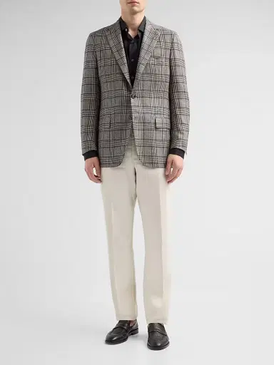 Kiton Men's Plaid Cashmere Sport Coat - Blue - Size 44 | Thumbnail 2