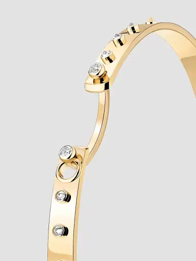 Nouvel Heritage Women's Mood Brunch In NY 18K Yellow Gold & 0.15 TCW Diamond Bangle - Yellow Gold | Thumbnail 3