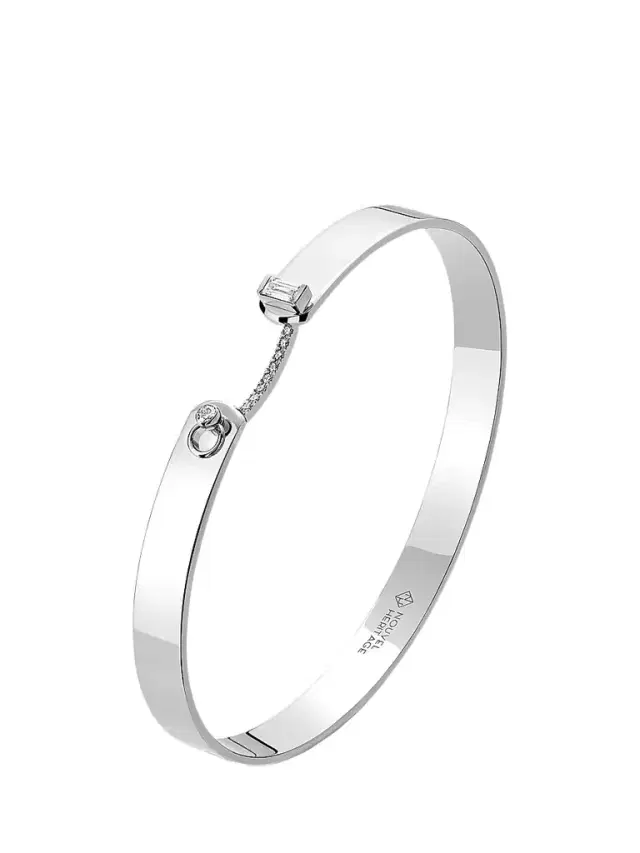 Women's Mood Dinner Date 18K White Gold & 0.19 TCW Diamond Bangle - White Gold