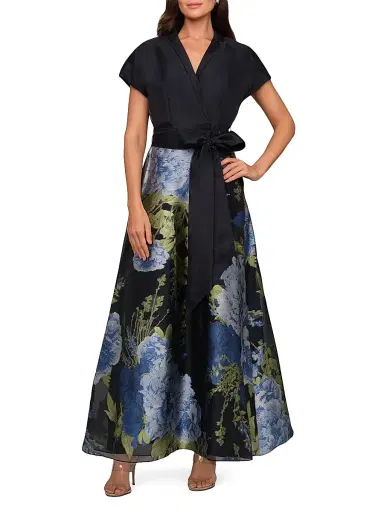 Kay Unger Women's Samira Metallic Floral Gown - Dark Twilight Multi - Size 10 | Thumbnail 3 Kay Unger Women's Samira Metallic Floral Gown - Dark Twilight Multi - Size 10 | Thumbnail 3